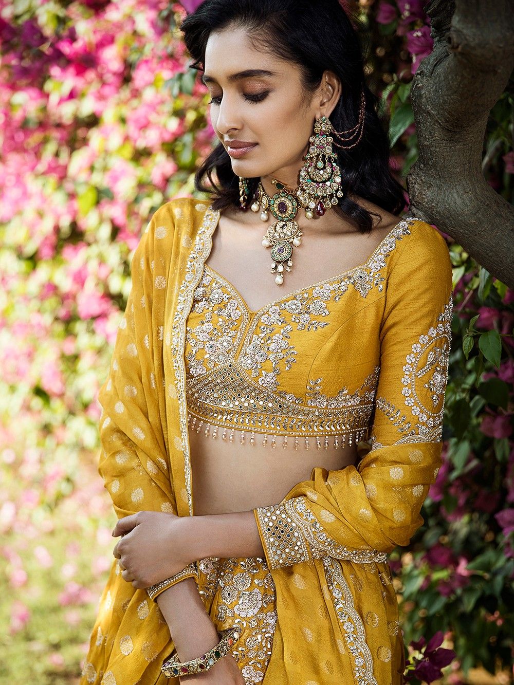 the loom - Yellow Hand Embroidered Silk Blouse