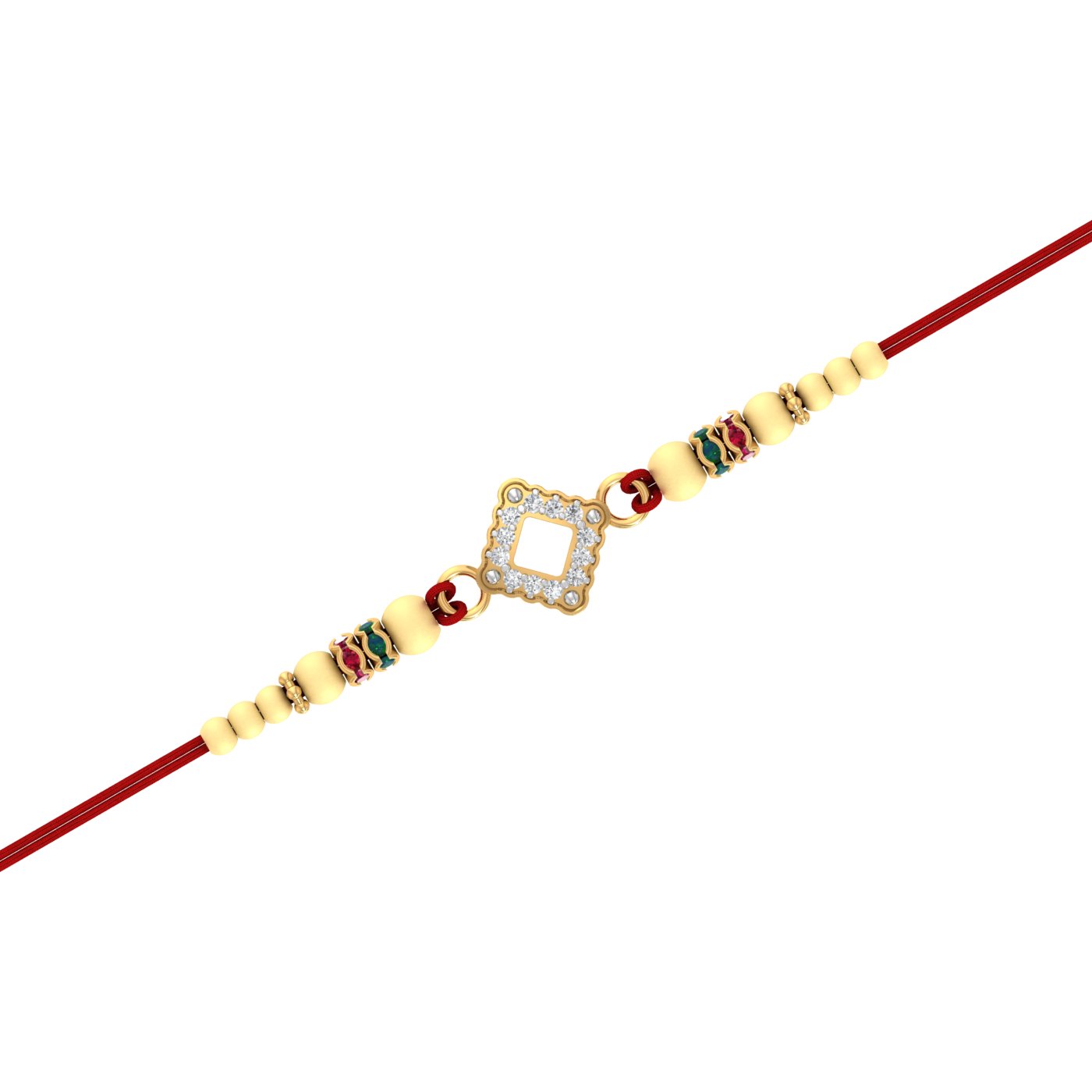 Gold Rakhi Bracelet for Brother | Diamond-studded Rakhi