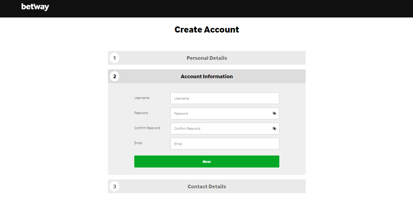 Account creation form screenshot #2