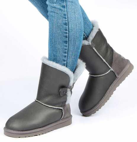 Женские угги UGG Bailey Button Metallic 5803 - 3 (Серый) в интернет  магазине buts.ua