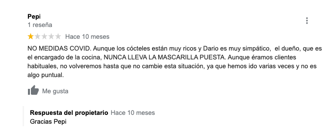 ejemplo mala reseña en Google Reviews