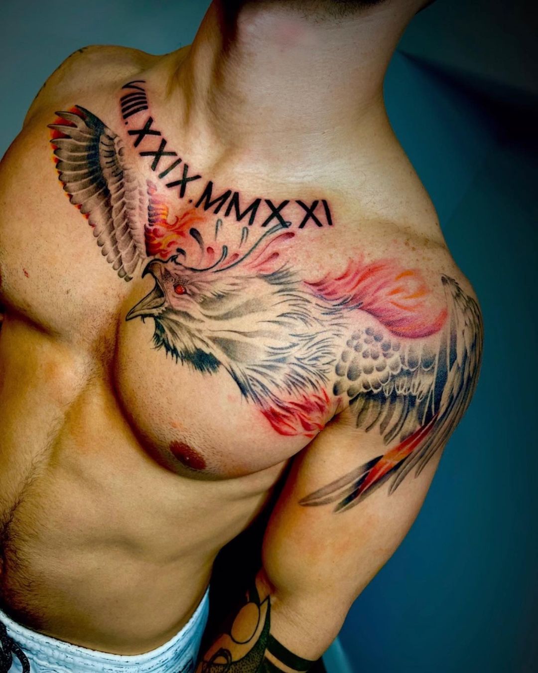 Phoenix With Roman Numeral Tattoo