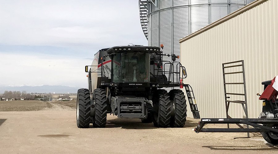 tractor combine hemp farm