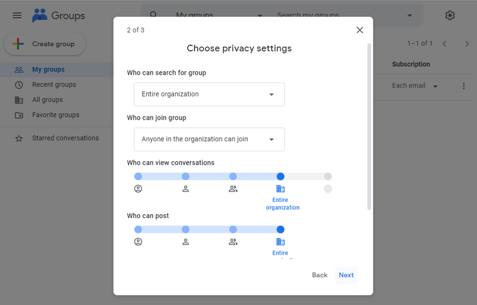 escolher definições de privacidade