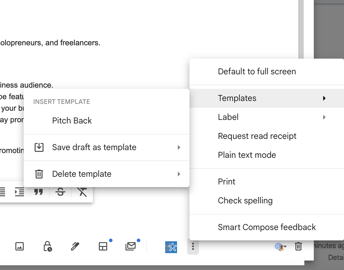 screenshot on how to automate your email inbox using templates