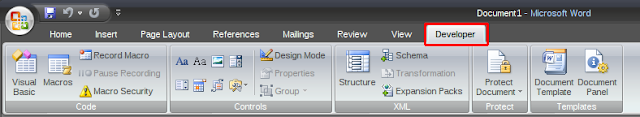 Menampilakan Menu Developer di Microsoft Office 2007/2010