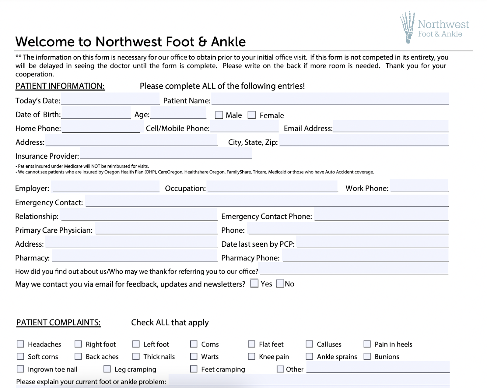 sample hospital forms, wordpress