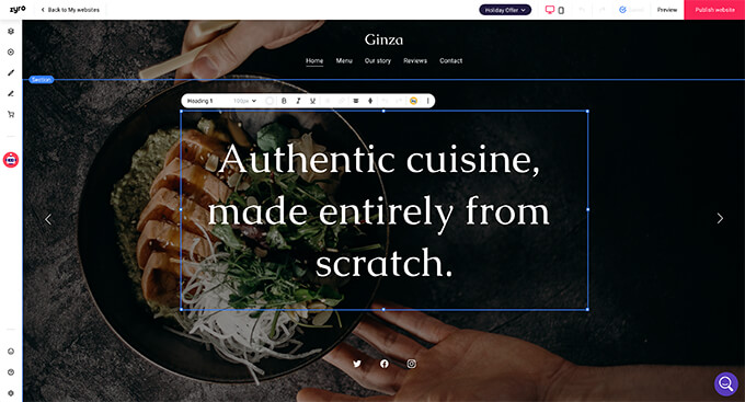 Zyro Website Builder com assistente de IA