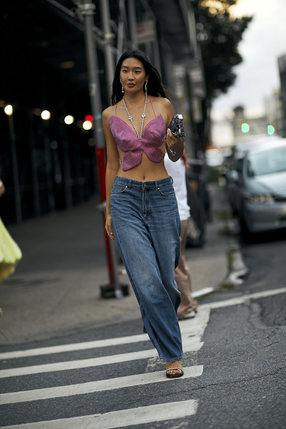 Model on jean looks really good on NYC streets