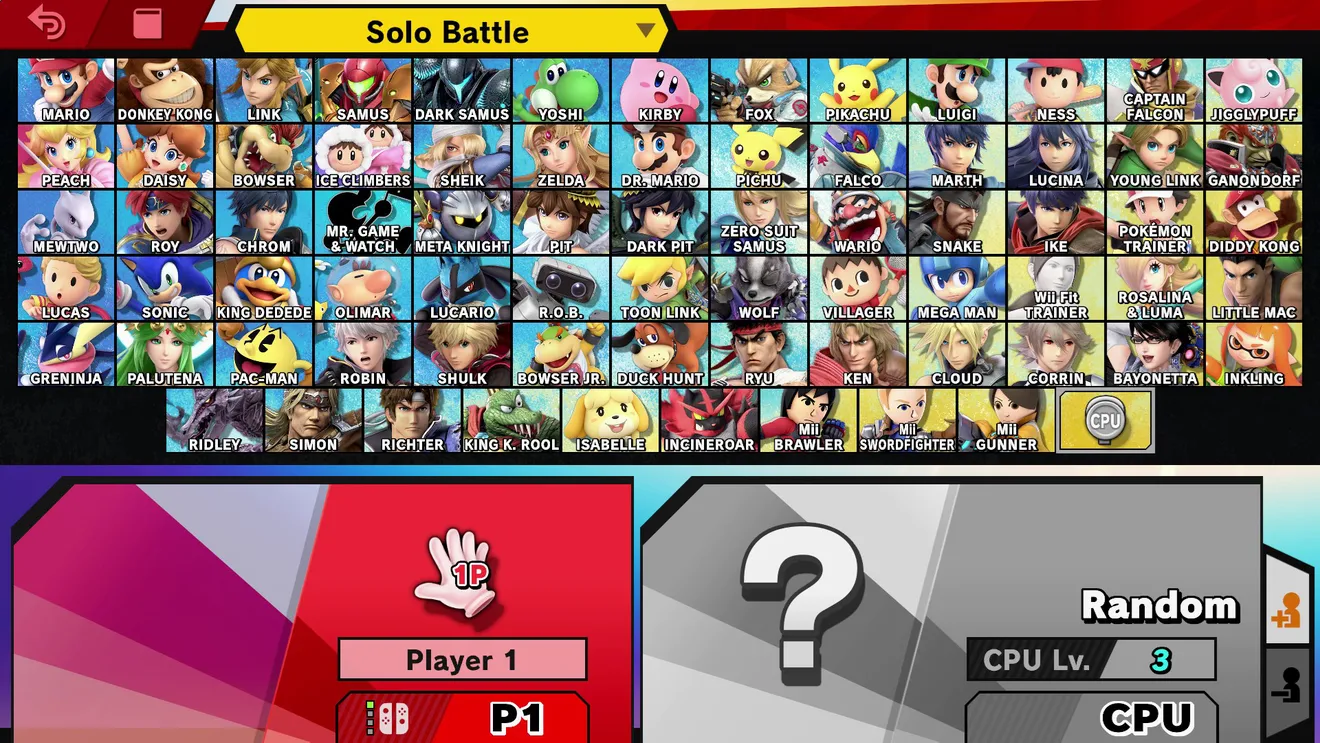 Super Smash Bros. Ultimate has a roster of more than 74 fighters