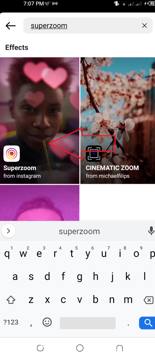 Select Superzoom for Instagram and click Try it