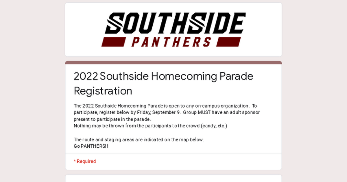 2022 Southside Homecoming Parade Registration