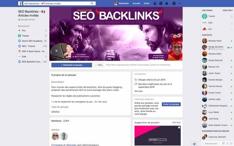 Page Facebook SEO Backlinks