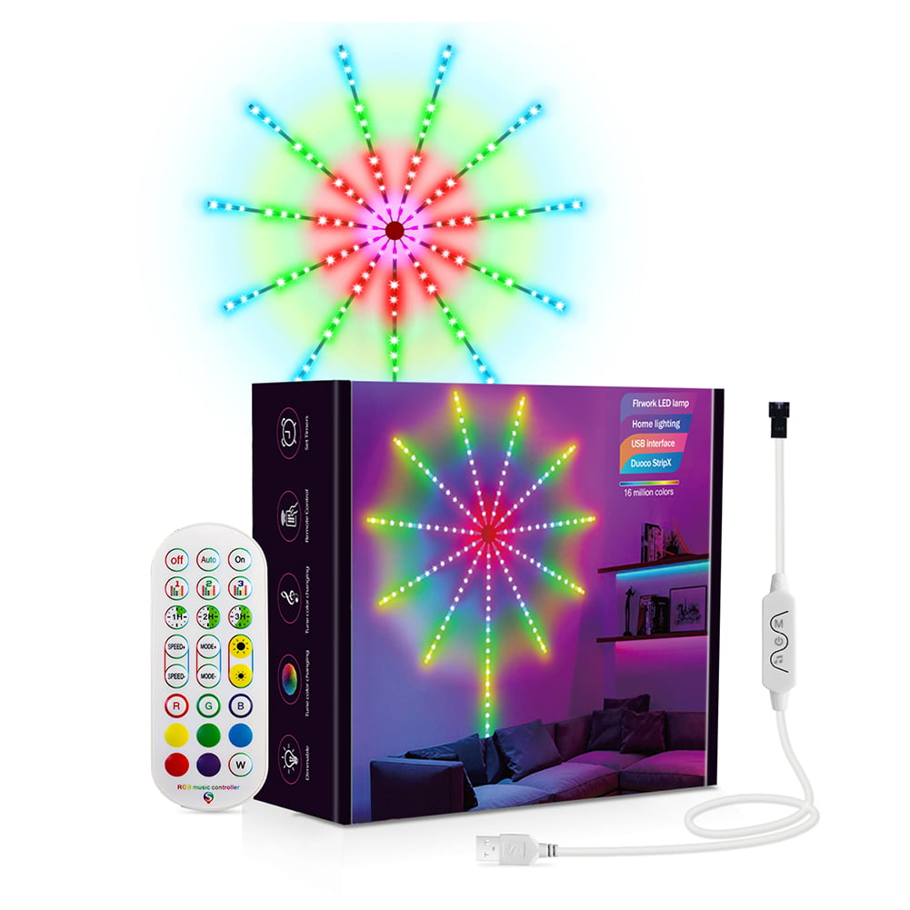 Aousin 156LED Firework Light Kit with Music Sound Remote Control for Holiday Decor