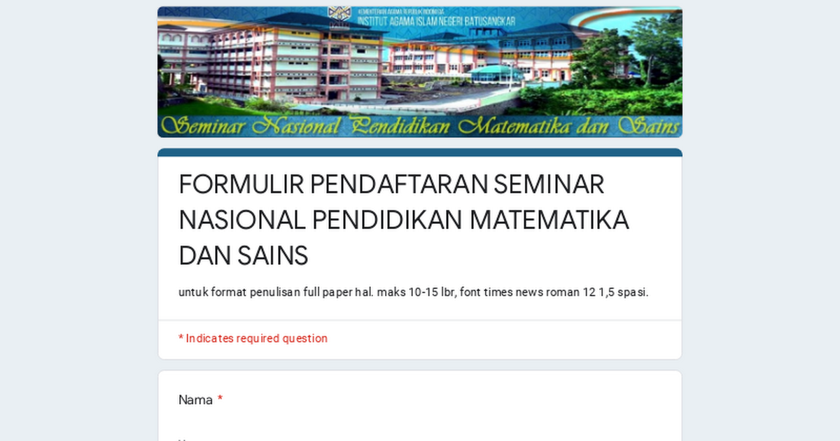 Google Form Pendaftaran Seminar  Guru Paud
