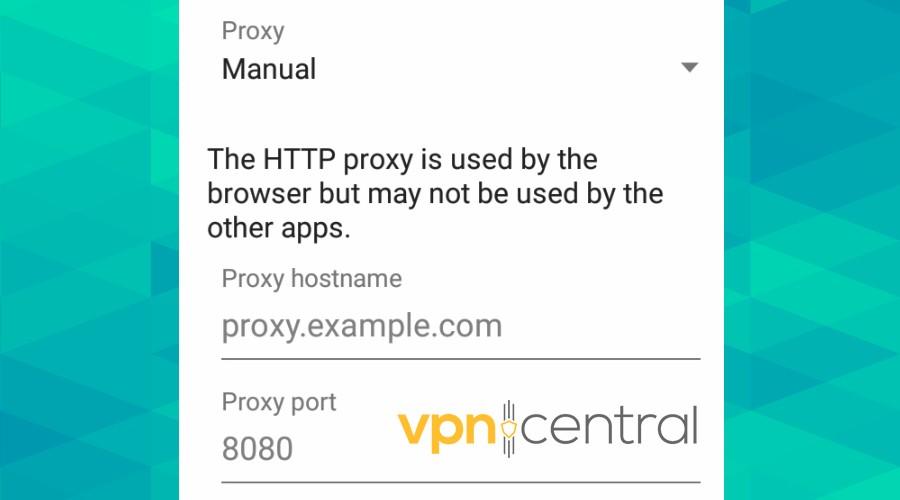 android manual proxy setup