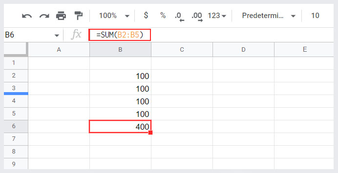 Using the SUM tool in Excel