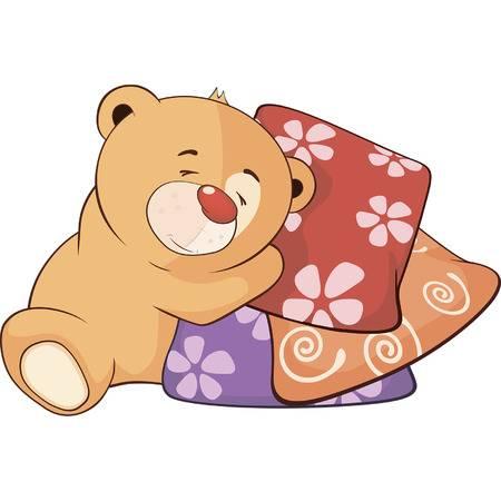 Oso Dormilón Y La Almohada. Dibujos Animados Ilustraciones ...