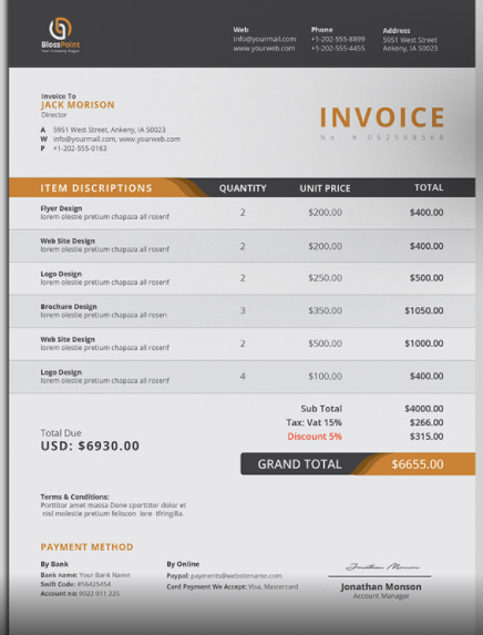 Classic Design Invoice Template