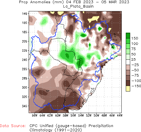 Precipitación anómala de 30 días (mm)