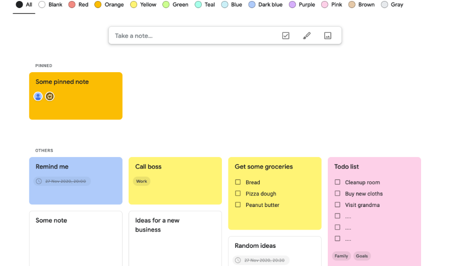 exemplo organizador de tarefa google keep