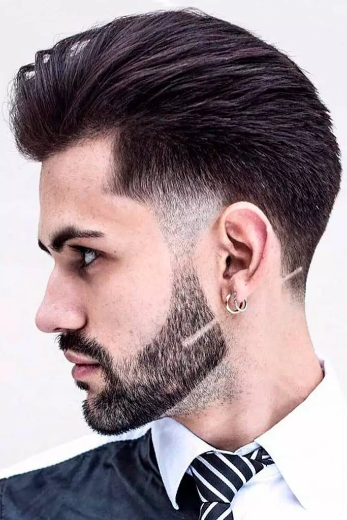 Side view of the low taper quiff cut