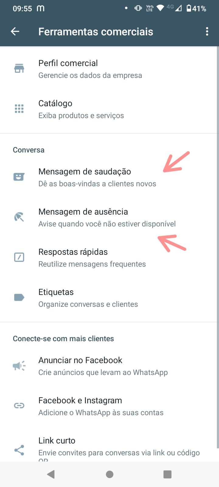 configuração de resposta automática no whatsapp