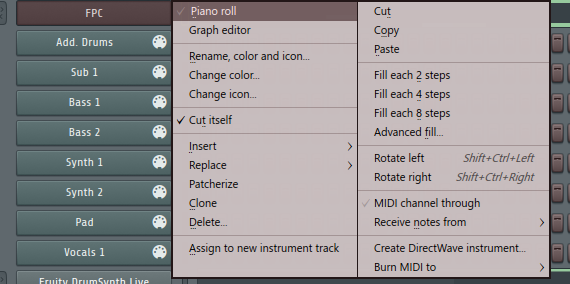 Access the Piano roll editor from the pattern view