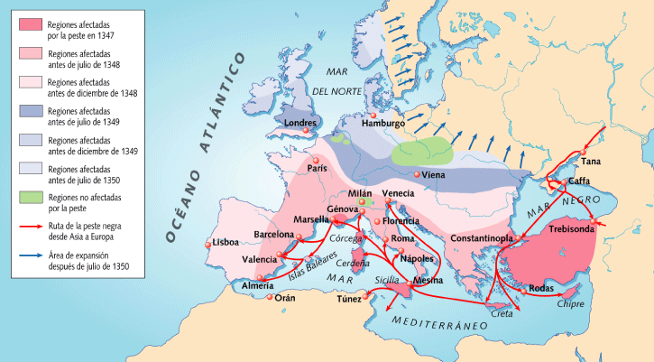 Resultado de imagen de europa rutas peste negra