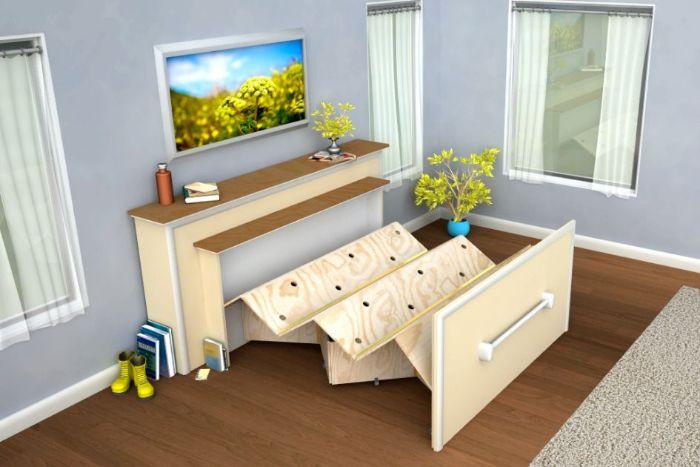 Giường gấp đa năng thông minh ẩn tủ 1m xếp nằm