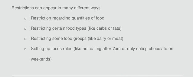 examples of food restriction such as not eating after 7pm