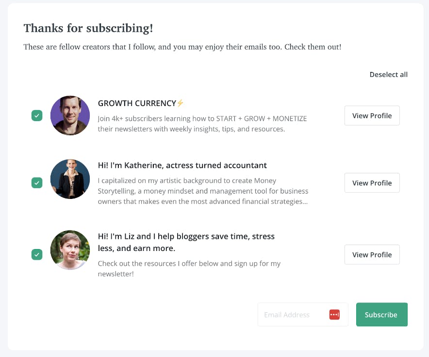 A picture of ConvertKit's Creator Network, a great tool for email marketing for bloggers 