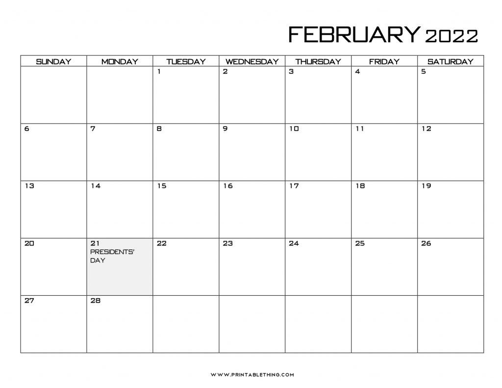 February 2022 Calendar