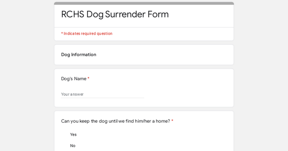 RCHS Dog Surrender Form