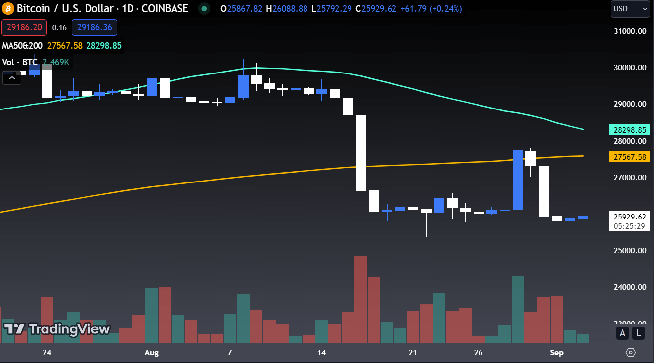 1D BTC/USD price chart