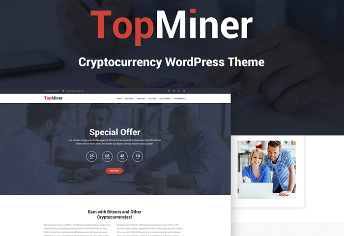 TopMiner - Tema WordPress de criptomoeda