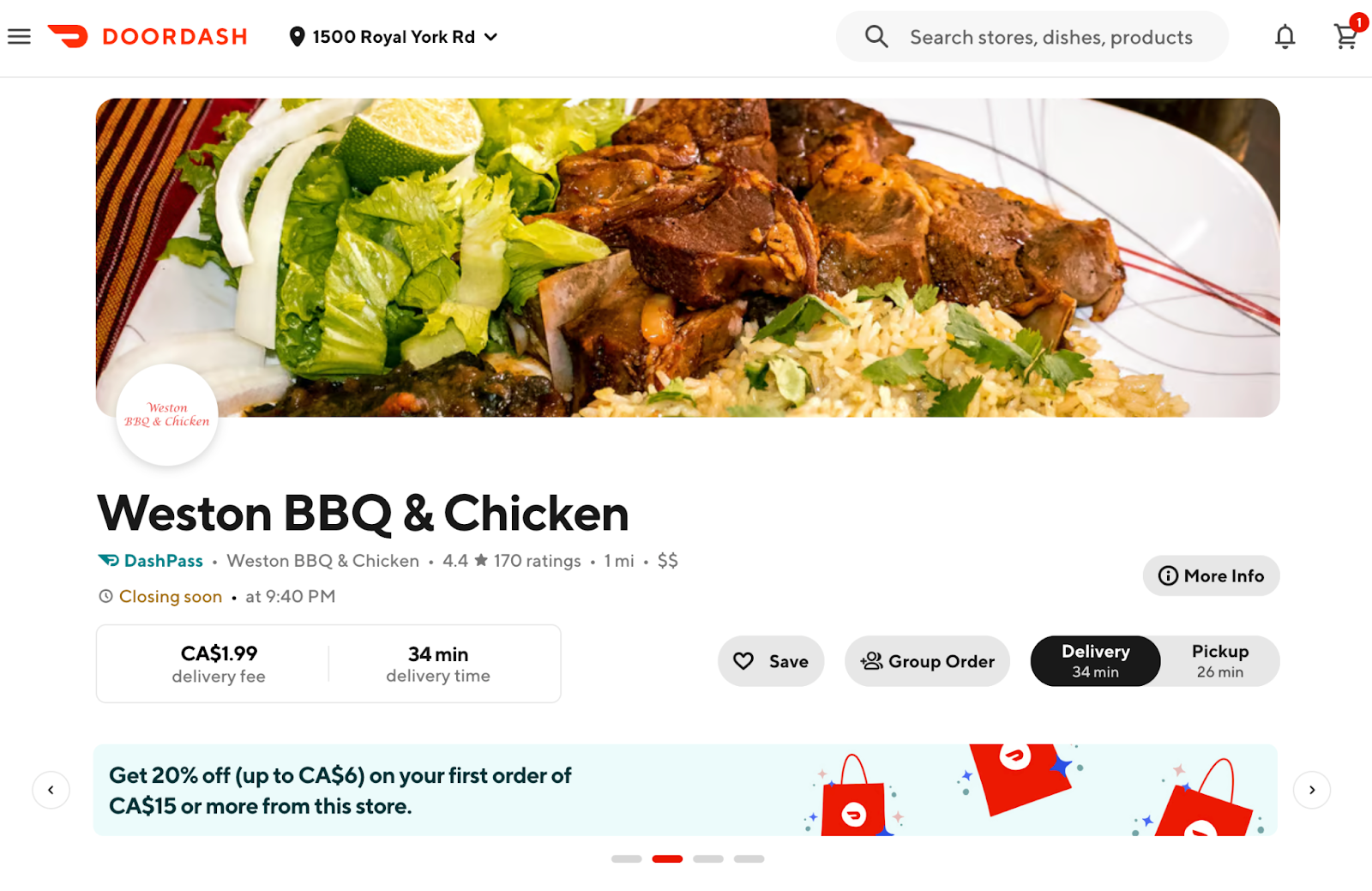 DOORDASH weston BBQ and chicken