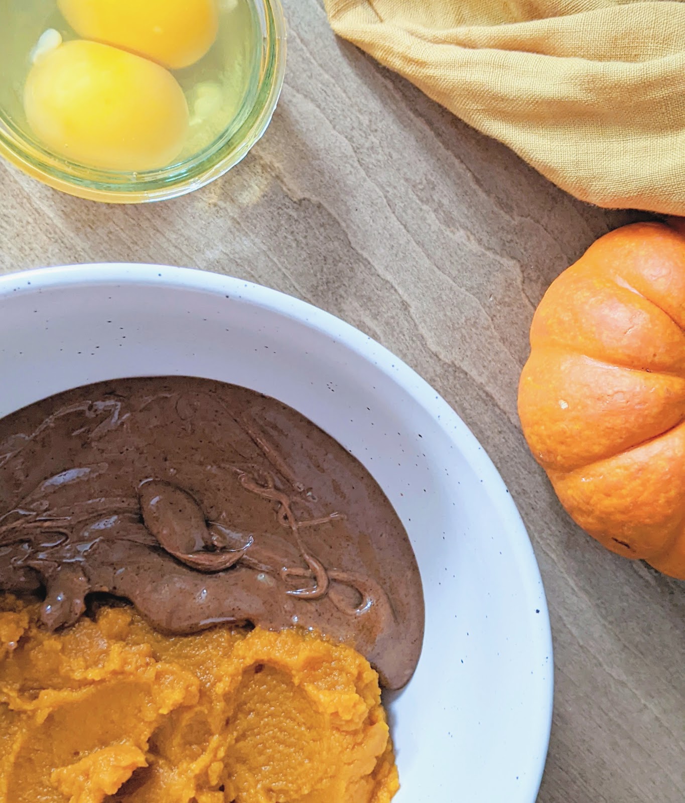 side view of wet ingredients needed to make pumpkin spice breakfast cookies