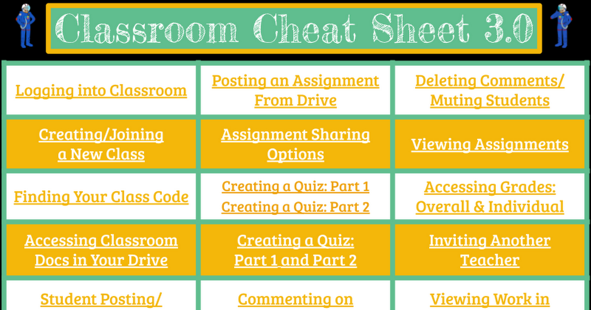 New Google Classroom Cheat Sheet