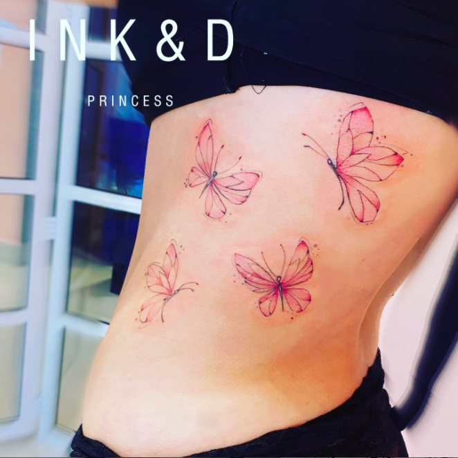 Pink Butterflies Tattoo