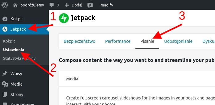 Jak założyć bloga — ustawienia pisania Jetpack