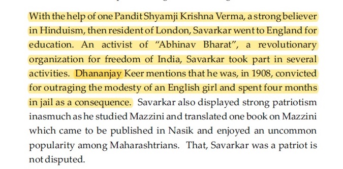 Actor Mona Ambegaonkar's claim that VD Savarkar was first convicted in 1908 for the attempted rape of an English woman, Margaret Lawrence, was found to be false.