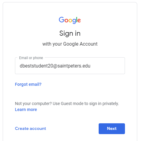Google Sign-in page with email address field displayed