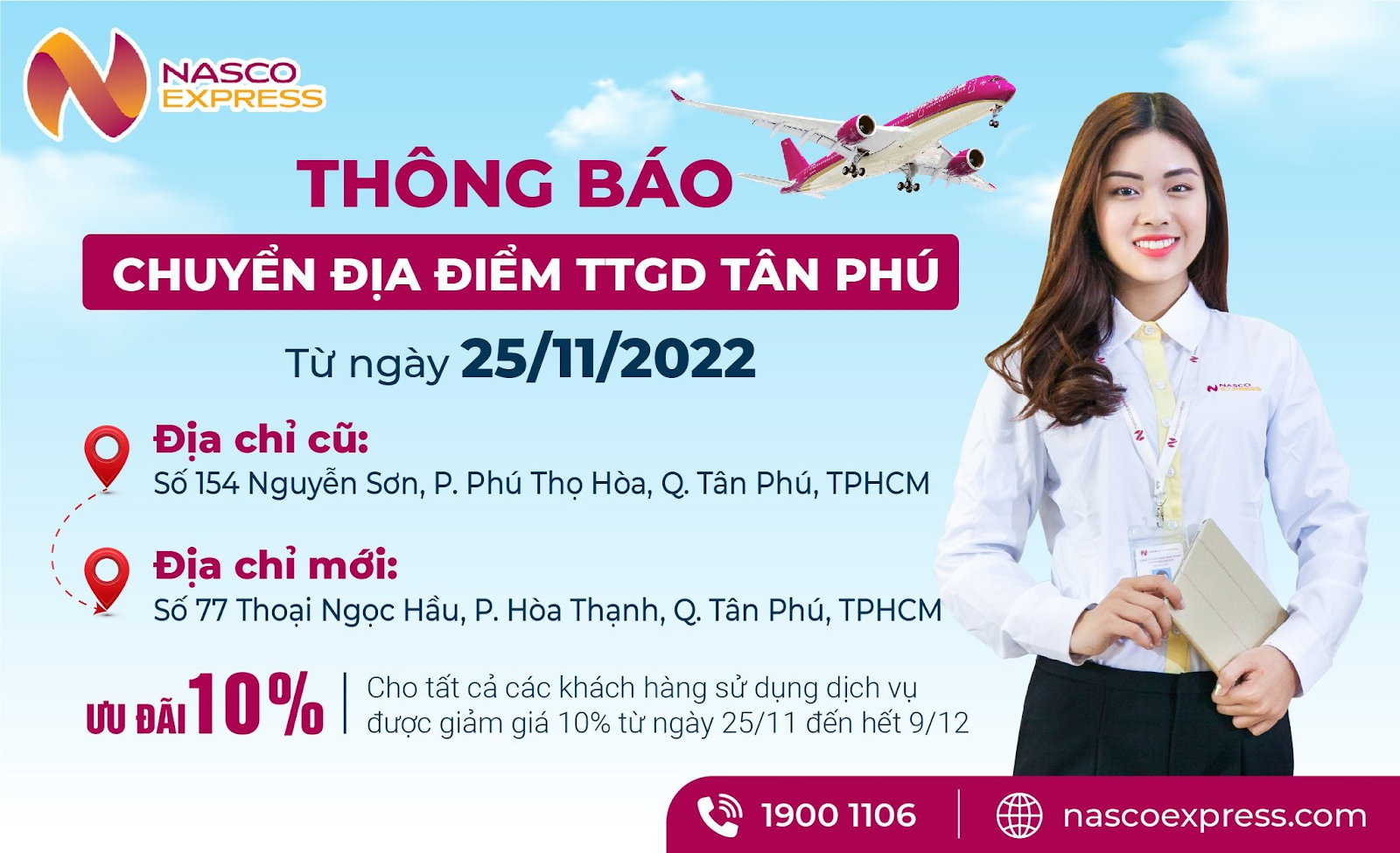 THÔNG BÁO CHUYỂN ĐỊA ĐIỂM TTGD T N PHÚ - HỒ CHÍ MINH