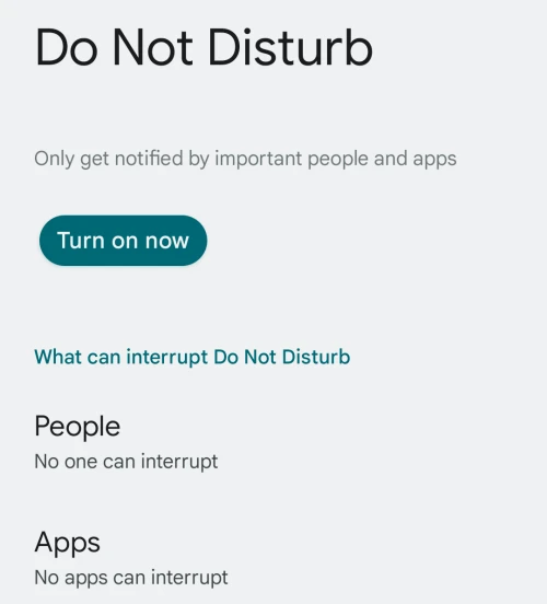 do not disturb (DND) turn on now option