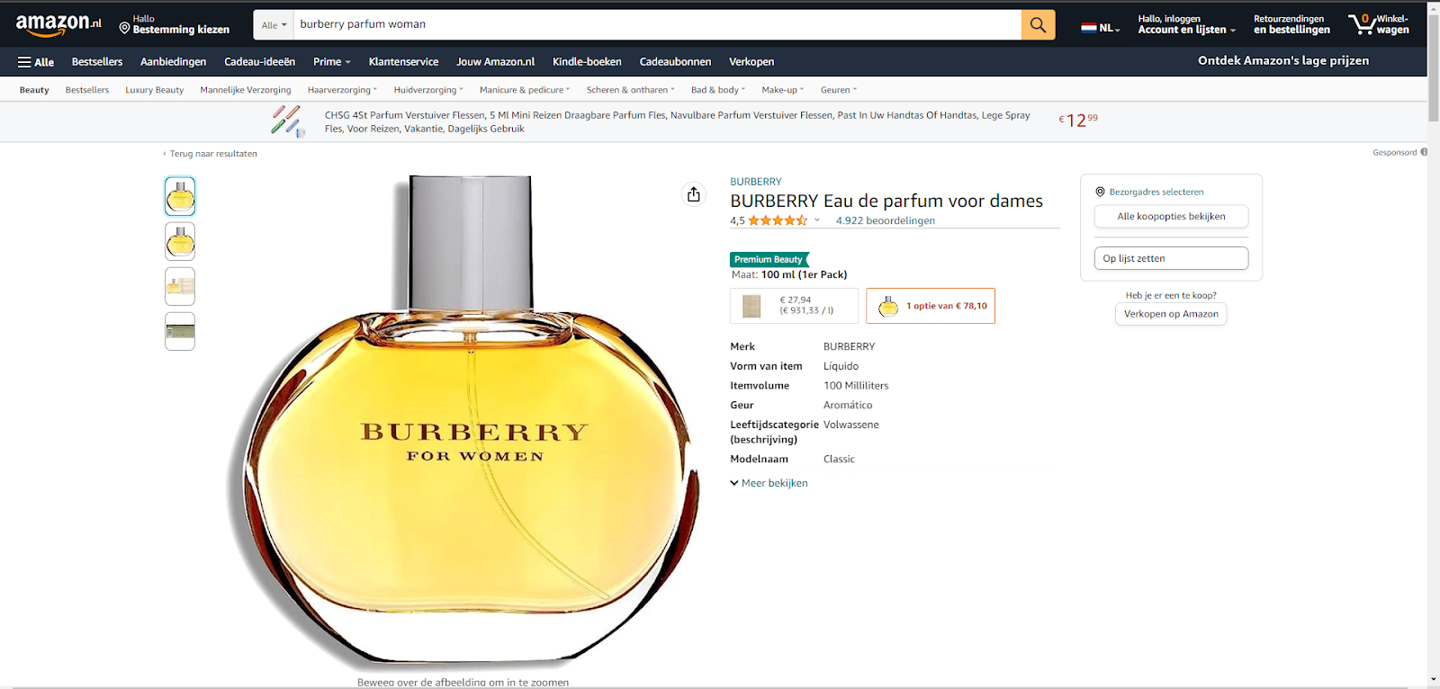 Burberry’s perfume on Amazon