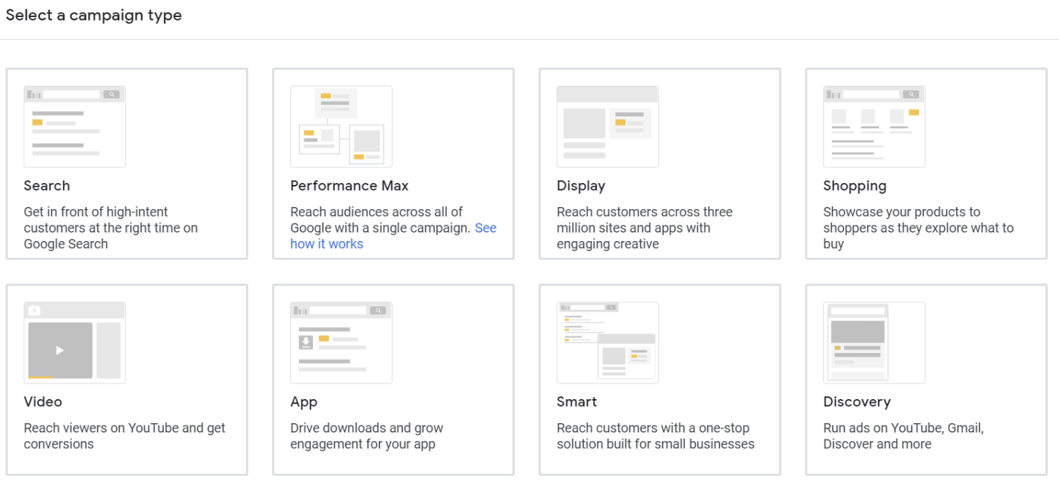 Campaign types in Google Ads