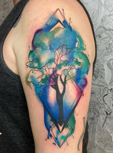 Geo Tree Tattoo