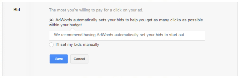 Google Ad Words bids