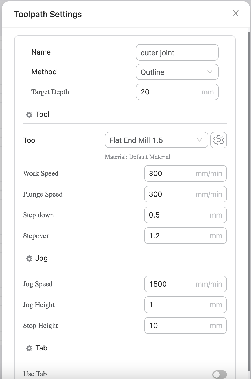 CNC machining settings in Luban